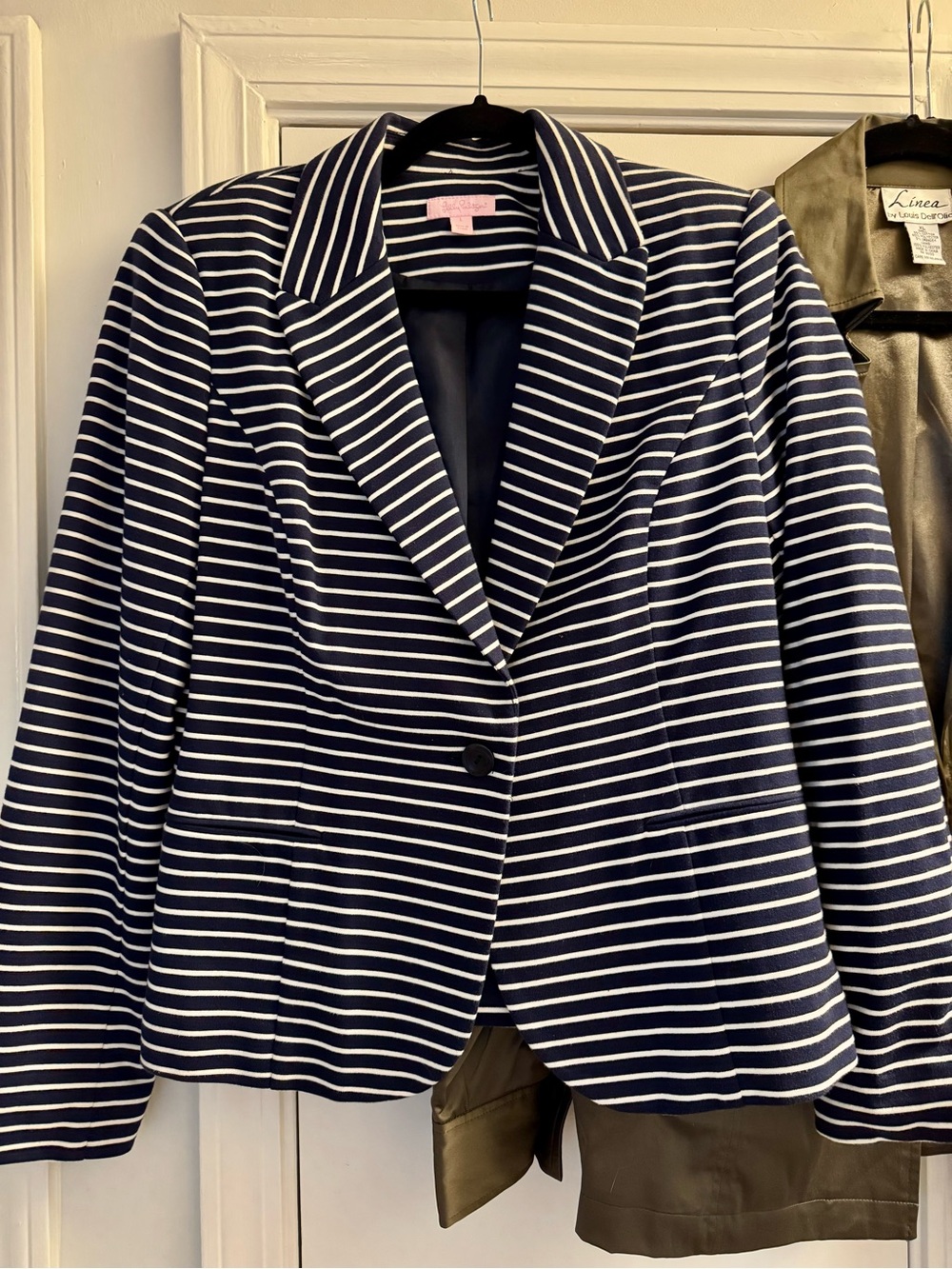 Lilly Pulitzer Navy and White Striped Blazer